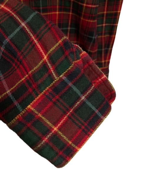 RALPH LAUREN（ラルフローレン）RALPH LAUREN (ラルフローレン) エルボーパッチネルシャツ レッド×グリーン サイズ:7の古着・服飾アイテム