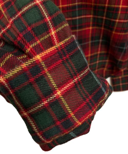 RALPH LAUREN（ラルフローレン）RALPH LAUREN (ラルフローレン) エルボーパッチネルシャツ レッド×グリーン サイズ:7の古着・服飾アイテム