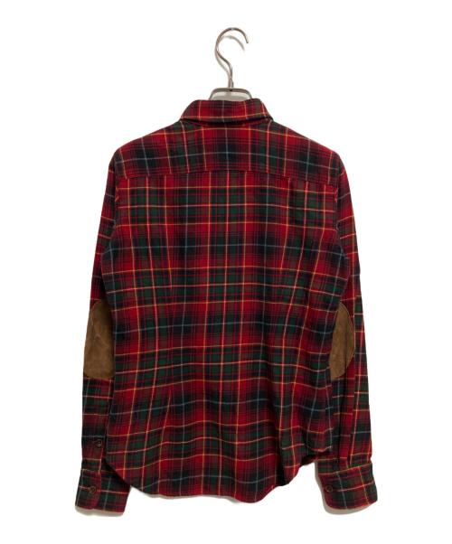RALPH LAUREN（ラルフローレン）RALPH LAUREN (ラルフローレン) エルボーパッチネルシャツ レッド×グリーン サイズ:7の古着・服飾アイテム