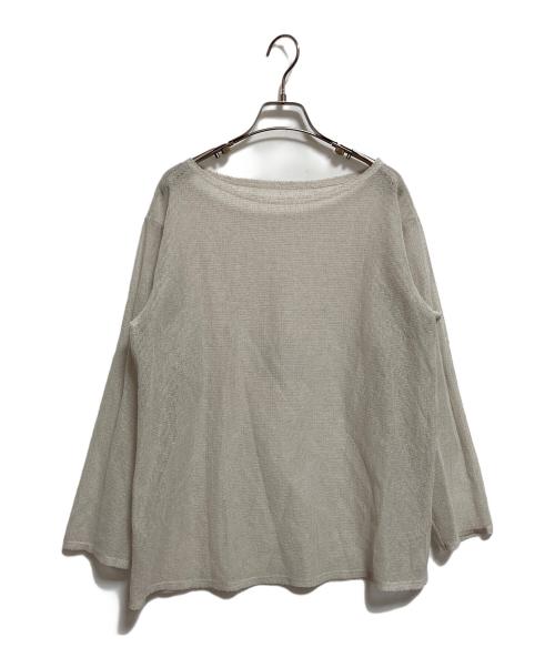 SALON adam et rope'（サロンアダムエロペ）SALON adam et rope' (サロンアダムエロペ) リネンブレンドメッシュロングスリーブプルオーバー ライトグレー サイズ:FREEの古着・服飾アイテム