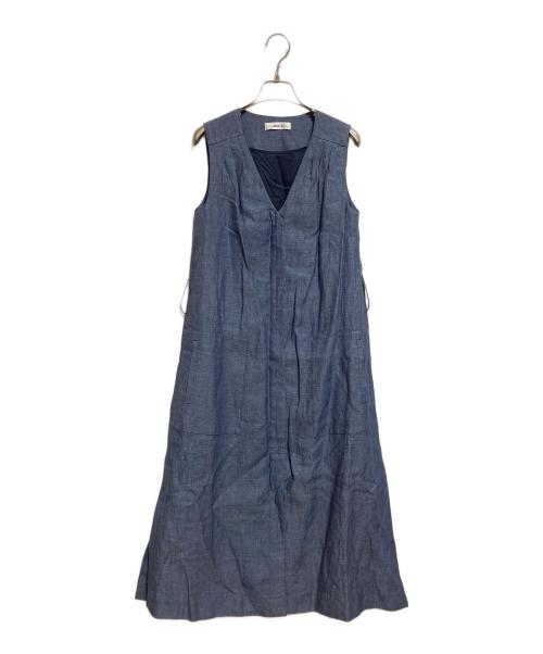 ebure（エブール）EBURE (エブール) リネンブレンドノースリーブワンピース ネイビー サイズ:38の古着・服飾アイテム