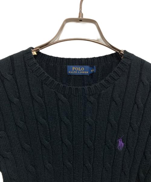 POLO RALPH LAUREN（ポロ・ラルフローレン）POLO RALPH LAUREN (ポロ・ラルフローレン) ケーブルニット ブラック サイズ:XSの古着・服飾アイテム