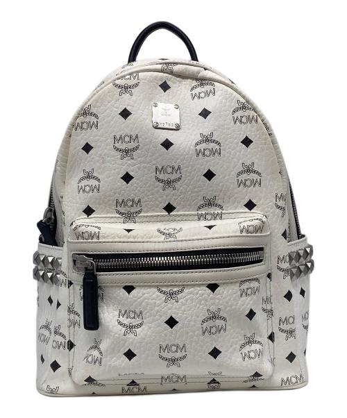 MCM（エムシーエム）MCM (エムシーエム) Stark Side Studded Visetos Small Backpack ホワイトの古着・服飾アイテム