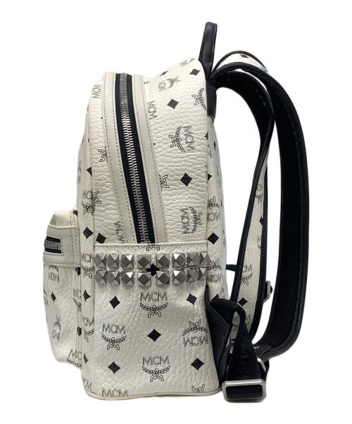 MCM（エムシーエム）MCM (エムシーエム) Stark Side Studded Visetos Small Backpack ホワイトの古着・服飾アイテム