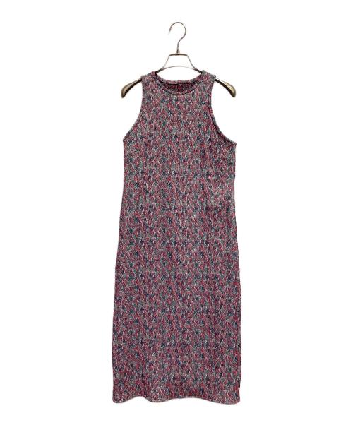 BACCA（バッカ）BACCA (バッカ) フラワージャガード ストレッチワンピース レッド×グリーン サイズ:36の古着・服飾アイテム