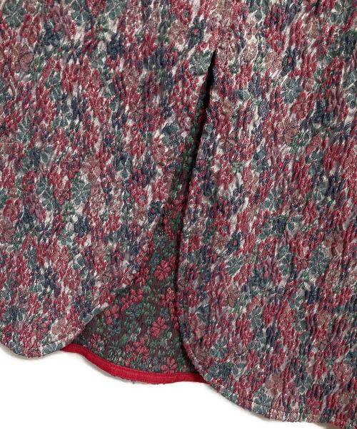 BACCA（バッカ）BACCA (バッカ) フラワージャガード ストレッチワンピース レッド×グリーン サイズ:36の古着・服飾アイテム