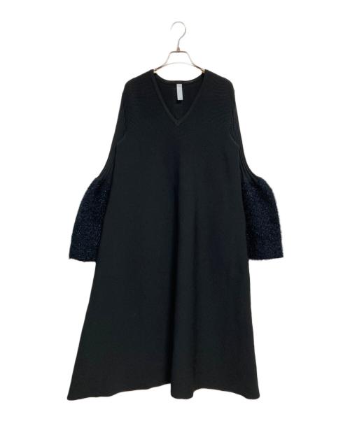 CFCL（シーエフシーエル）CFCL (シーエフシーエル) POTTERY LUXE LONG BELL SLEEVE FLARE DRESS ブラック サイズ:1の古着・服飾アイテム