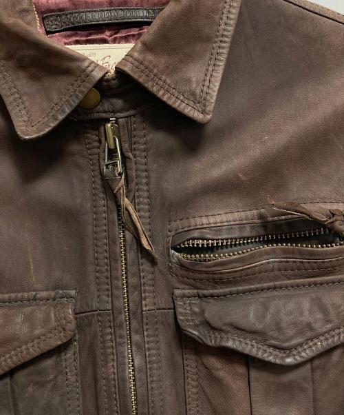AVIREX（アヴィレックス）AVIREX (アヴィレックス) ポリスマンレザージャケット ブラウン サイズ:Mの古着・服飾アイテム