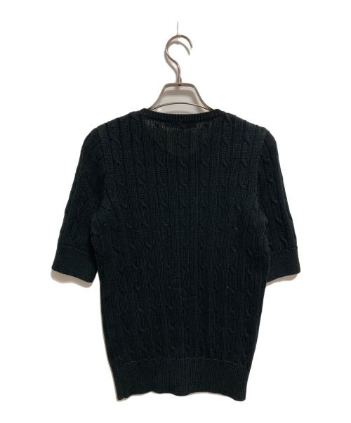 RALPH LAUREN（ラルフローレン）RALPH LAUREN (ラルフローレン) ケーブルニット半袖カーディガン ブラック サイズ:Mの古着・服飾アイテム