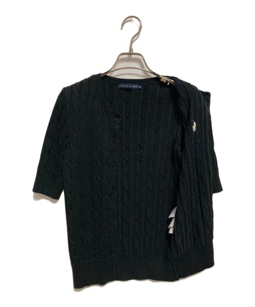 RALPH LAUREN（ラルフローレン）RALPH LAUREN (ラルフローレン) ケーブルニット半袖カーディガン ブラック サイズ:Mの古着・服飾アイテム
