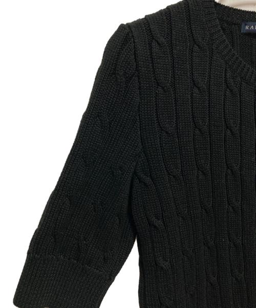 RALPH LAUREN（ラルフローレン）RALPH LAUREN (ラルフローレン) ケーブルニット半袖カーディガン ブラック サイズ:Mの古着・服飾アイテム