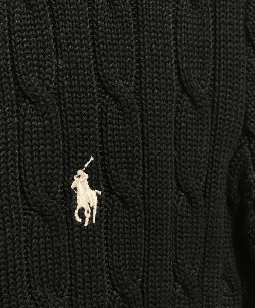 RALPH LAUREN（ラルフローレン）RALPH LAUREN (ラルフローレン) ケーブルニット半袖カーディガン ブラック サイズ:Mの古着・服飾アイテム