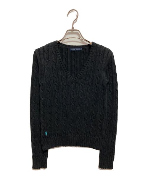 RALPH LAUREN（ラルフローレン）RALPH LAUREN (ラルフローレン) ケーブルVニット ブラック サイズ:Mの古着・服飾アイテム
