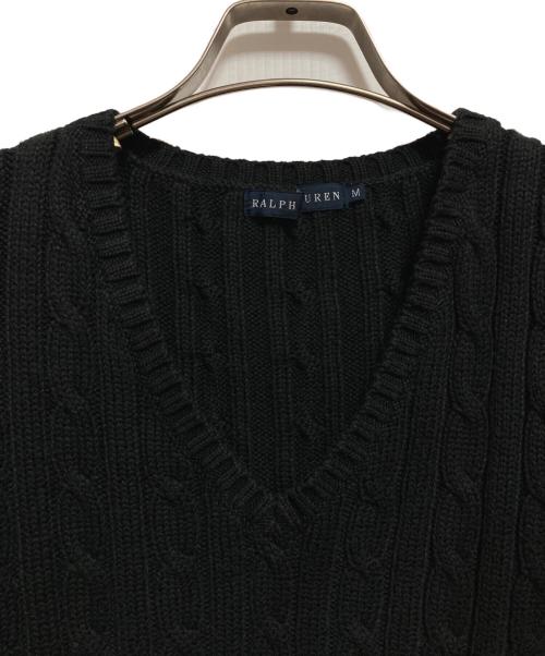 RALPH LAUREN（ラルフローレン）RALPH LAUREN (ラルフローレン) ケーブルVニット ブラック サイズ:Mの古着・服飾アイテム
