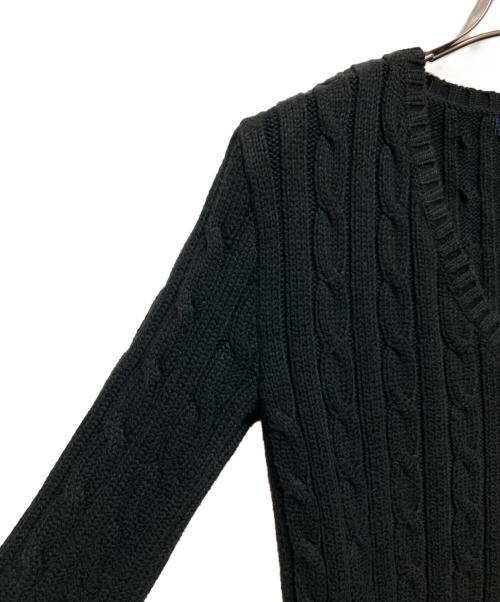 RALPH LAUREN（ラルフローレン）RALPH LAUREN (ラルフローレン) ケーブルVニット ブラック サイズ:Mの古着・服飾アイテム