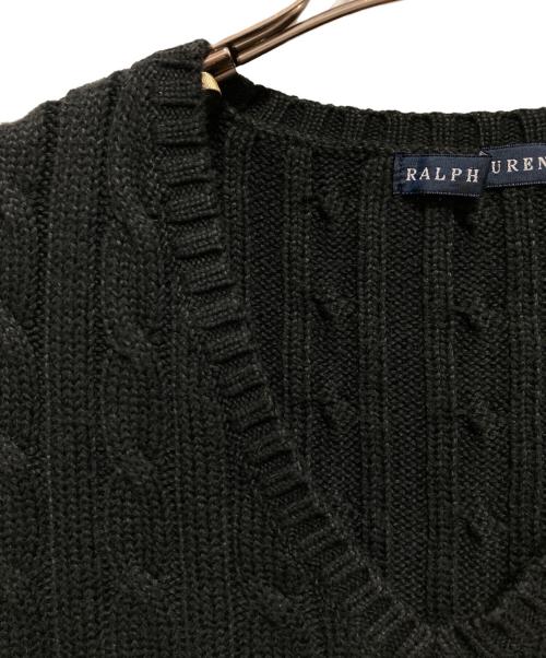 RALPH LAUREN（ラルフローレン）RALPH LAUREN (ラルフローレン) ケーブルVニット ブラック サイズ:Mの古着・服飾アイテム