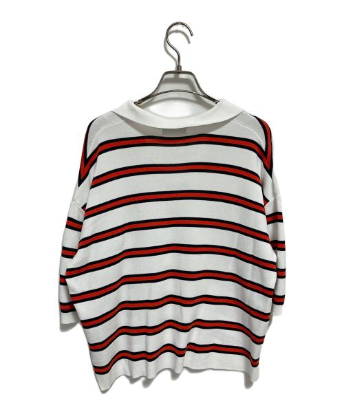 allureville（アルアバイル）allureville (アルアバイル) ボーダーポロ プルオーバー ホワイト×レッド サイズ:M(2)の古着・服飾アイテム