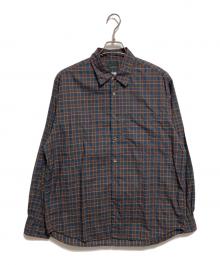 green label relaxing×THOMAS MASON（グリーンレーベルリラクシング×トーマスメイソン）の古着「ジャストルーズ レギュラーカラー シャツ」｜ブラウン×グリーン