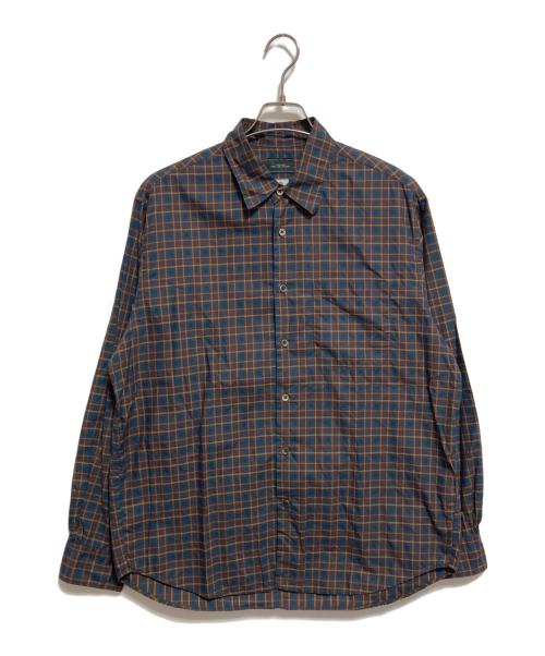 green label relaxing（グリーンレーベルリラクシング）green label relaxing (グリーンレーベルリラクシング) THOMAS MASON (トーマスメイソン) ジャストルーズ レギュラーカラー シャツ ブラウン×グリーン サイズ:Mの古着・服飾アイテム