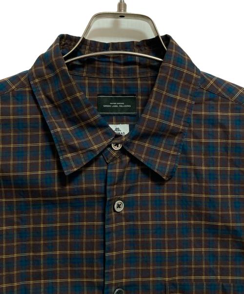 green label relaxing（グリーンレーベルリラクシング）green label relaxing (グリーンレーベルリラクシング) THOMAS MASON (トーマスメイソン) ジャストルーズ レギュラーカラー シャツ ブラウン×グリーン サイズ:Mの古着・服飾アイテム