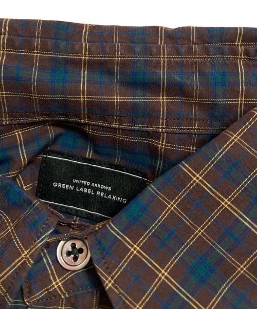 green label relaxing（グリーンレーベルリラクシング）green label relaxing (グリーンレーベルリラクシング) THOMAS MASON (トーマスメイソン) ジャストルーズ レギュラーカラー シャツ ブラウン×グリーン サイズ:Mの古着・服飾アイテム