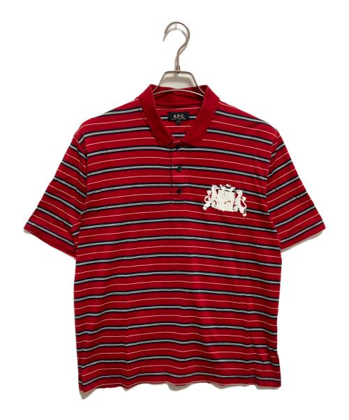 A.P.C.（アーペーセー）A.P.C. (アーペーセー) ボーダーポロシャツ レッド サイズ:Mの古着・服飾アイテム