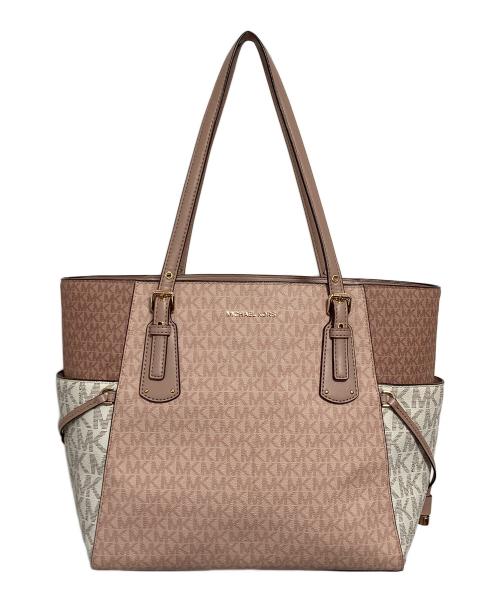 MICHAEL KORS（マイケルコース）MICHAEL KORS (マイケルコース) VOYAGER PVC EW シグネチャー トートバッグ ピンクの古着・服飾アイテム