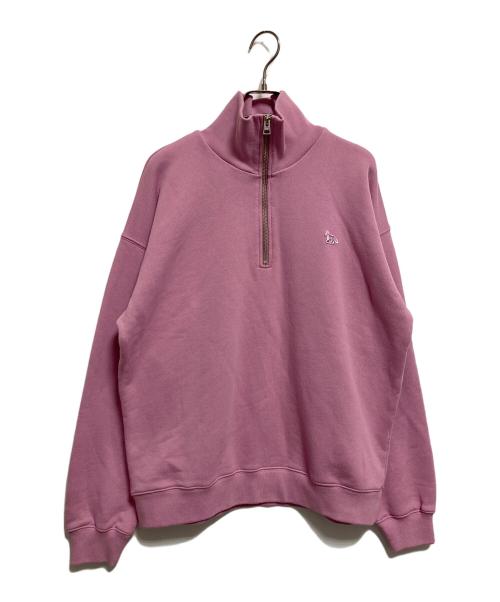maison kitsune（メゾンキツネ）MAISON KITSUNE (メゾンキツネ) ハーフジップスウェット ピンク サイズ:L 未使用品の古着・服飾アイテム
