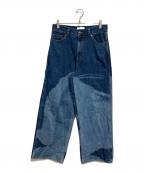 BEEDENビーデン）の古着「FACE PRINT WIDE STRAIGHT PANTS」｜インディゴ