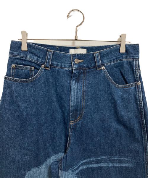 BEEDEN（ビーデン）BEEDEN (ビーデン) FACE PRINT WIDE STRAIGHT PANTS インディゴ サイズ:Mの古着・服飾アイテム