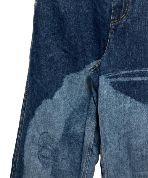BEEDEN（ビーデン）BEEDEN (ビーデン) FACE PRINT WIDE STRAIGHT PANTS インディゴ サイズ:Mの古着・服飾アイテム