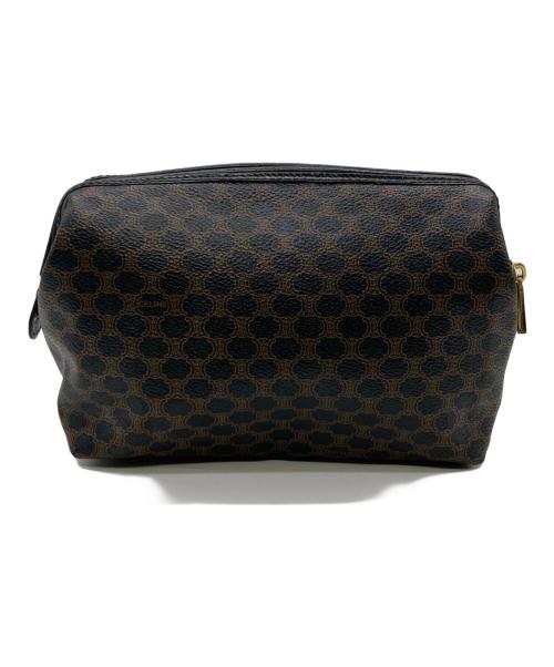 CELINE（セリーヌ）CELINE (セリーヌ) マダカム コスメポーチ ブラウン×ブラックの古着・服飾アイテム