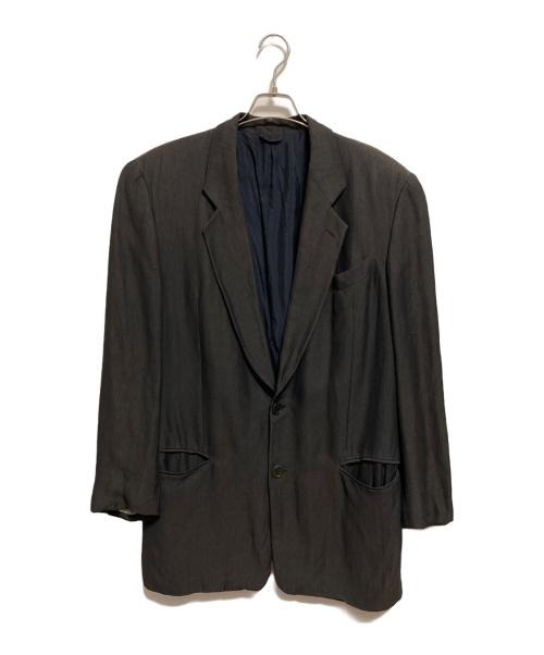 GIORGIO ARMANI（ジョルジオアルマーニ）GIORGIO ARMANI (ジョルジオアルマーニ) リネンレーヨン2Bテーラードジャケット ブラウン サイズ:48の古着・服飾アイテム