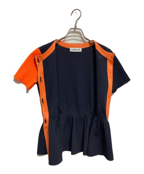 HeRIN.CYE（ヘリンドットサイ）HeRIN.CYE (ヘリンドットサイ) Flare hem knit tops ネイビー×オレンジ サイズ:FREEの古着・服飾アイテム