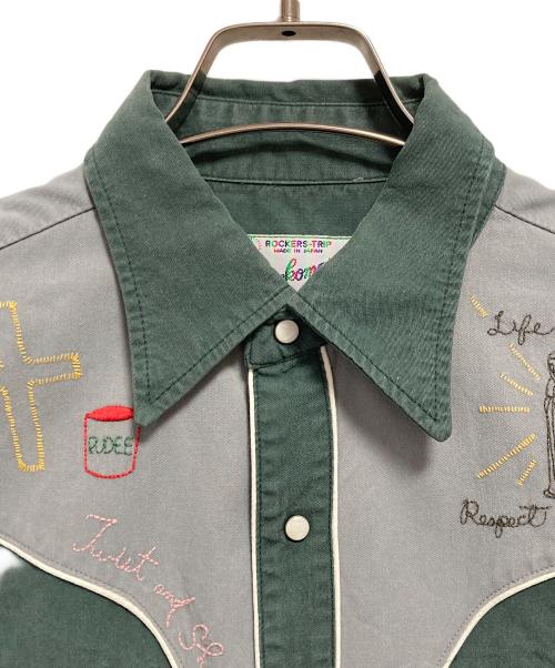 WACKO MARIA（ワコマリア）WACKO MARIA (ワコマリア) チェーンステッチウエスタンシャツ グリーン サイズ:Lの古着・服飾アイテム