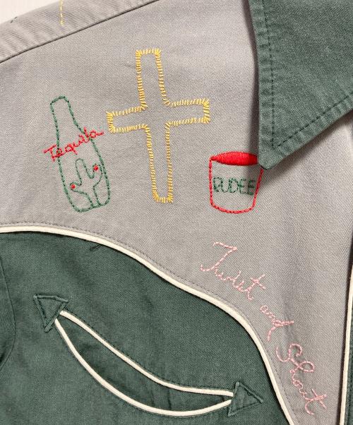 WACKO MARIA（ワコマリア）WACKO MARIA (ワコマリア) チェーンステッチウエスタンシャツ グリーン サイズ:Lの古着・服飾アイテム