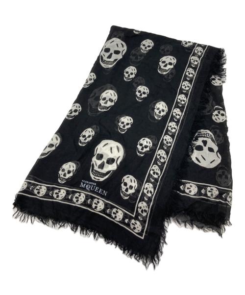 ALEXANDER McQUEEN（アレキサンダーマックイーン）ALEXANDER McQUEEN (アレキサンダーマックイーン) レーヨンシルクスカル柄ストール ブラックの古着・服飾アイテム