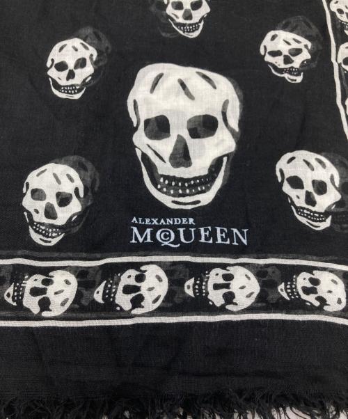 ALEXANDER McQUEEN（アレキサンダーマックイーン）ALEXANDER McQUEEN (アレキサンダーマックイーン) レーヨンシルクスカル柄ストール ブラックの古着・服飾アイテム