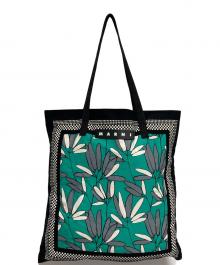 MARNI×PORTER（マルニ×ポーター）の古着「コラボテキスタイルトートバッグ」｜ブラック×グリーン
