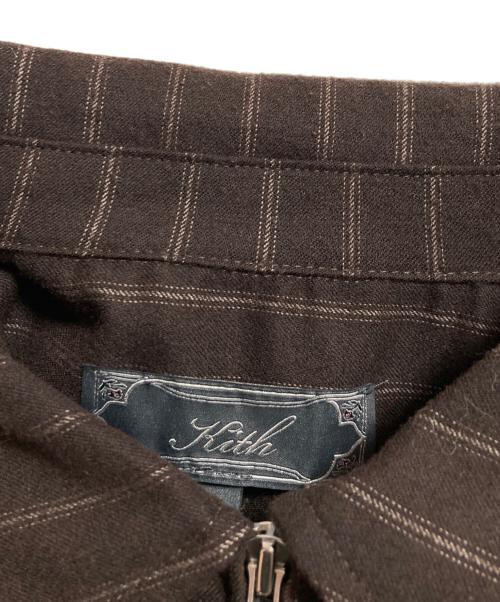 KITH（キス）KITH (キス) ストライプ柄シャツジャケット ブラウン サイズ:Sの古着・服飾アイテム