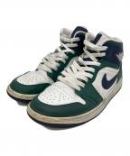 NIKEナイキ）の古着「Women's Air Jordan 1 Mid "Navy/Green"」｜グリーン×ホワイト