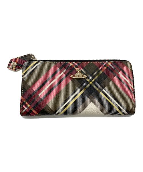 Vivienne Westwood（ヴィヴィアンウエストウッド）Vivienne Westwood (ヴィヴィアンウエストウッド) ラウンドファスナー長財布 ベージュ×レッドの古着・服飾アイテム