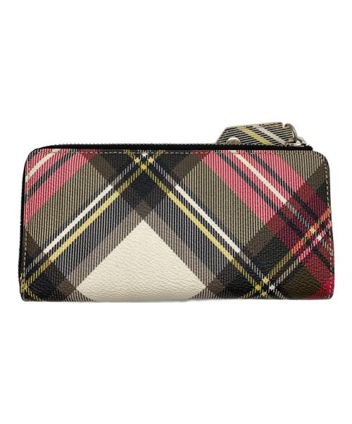 Vivienne Westwood（ヴィヴィアンウエストウッド）Vivienne Westwood (ヴィヴィアンウエストウッド) ラウンドファスナー長財布 ベージュ×レッドの古着・服飾アイテム