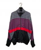 BALENCIAGAバレンシアガ）の古着「Poplin Check Retro Panel Wind Jacket」｜ネイビー×パープル