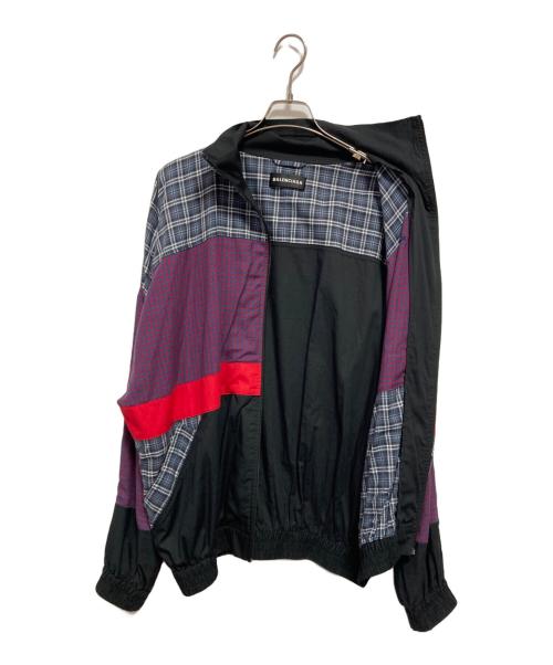 BALENCIAGA（バレンシアガ）BALENCIAGA (バレンシアガ) Poplin Check Retro Panel Wind Jacket ネイビー×パープル サイズ:48の古着・服飾アイテム