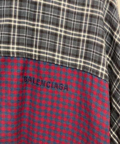 BALENCIAGA（バレンシアガ）BALENCIAGA (バレンシアガ) Poplin Check Retro Panel Wind Jacket ネイビー×パープル サイズ:48の古着・服飾アイテム