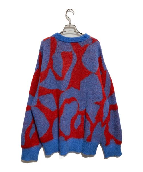 MAISON SPECIAL（メゾンスペシャル）MAISON SPECIAL (メゾンスペシャル) ジオメトリックプライムオーバーモヘヤクルーネックニット ブルー×レッド サイズ:01（M）の古着・服飾アイテム