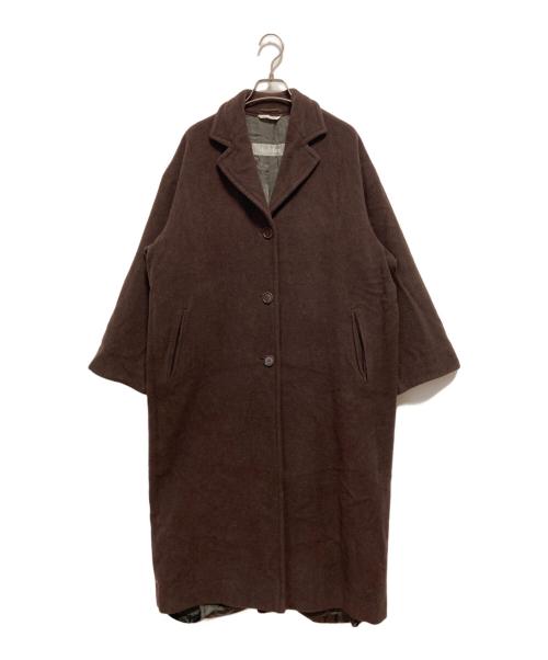 MaxMara（マックスマーラ）MaxMara (マックスマーラ) アンゴラ混ウールロングコート ブラウン サイズ:40の古着・服飾アイテム