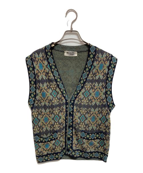 MISSONI UOMO（ミッソーニウオモ）MISSONI UOMO (ミッソーニウオモ) ニットベスト ネイビー×イエロー サイズ:38の古着・服飾アイテム