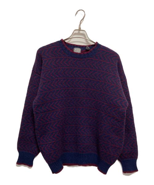 GAP（ギャップ）GAP (ギャップ) 80’ｓ総柄ニット ネイビー×レッド サイズ:XLの古着・服飾アイテム